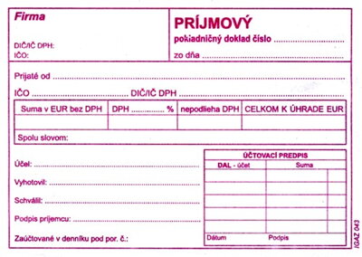 Príjmový pokladničný doklad samoprepisovací