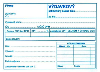 Výdavkový pokladničný doklad pre PÚ