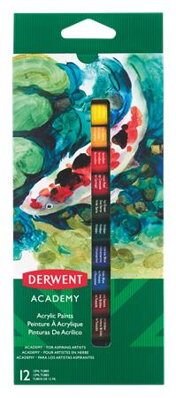 Farby akrylové 12ml x 12ks DERWENT Academy