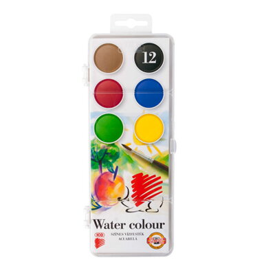 Vodové farby, 12 farieb, priemer kruhov: 30 mm, ICO "Ježko"