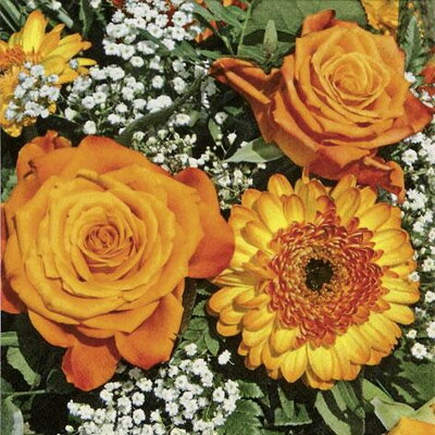 Obrúsok 33x33cm, oranžové kvety