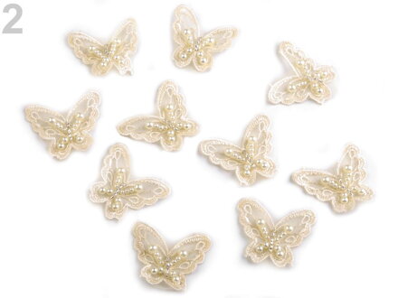 Textilná aplikácia motýľ s perlami