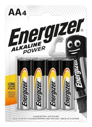 Batérie, AA, tužková, 4 ks, ENERGIZER "Alkaline Power"