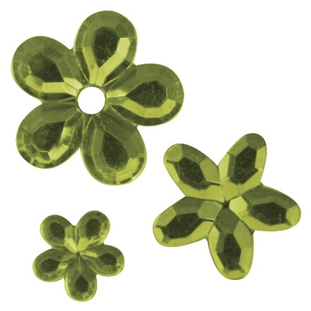 Štrasové kvietky z akrylu, zelené