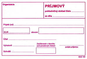 Príjmový pokladničný doklad pre JÚ