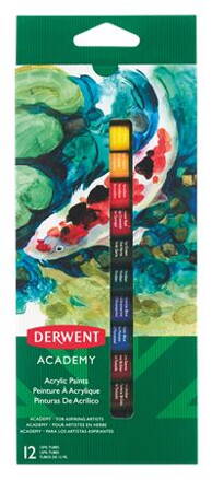 Farby akrylové 12ml x 12ks DERWENT Academy