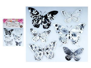 Samolepiaca dekorácia 10275 motýli sa stříbrou ražbou 21 x 19 cm