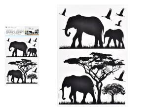Samolepiaca dekorácia 10475 čierna sloni 24 x 42 cm
