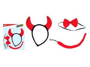 Maska set 3ks diablík (čelenka,chvostík,motýlik)