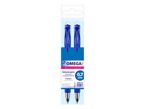 Gelové pero OMEGA click 0,7 modrej 2 ks v sáčku