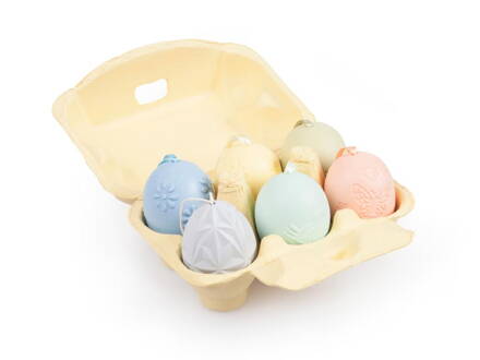 Vajíčka plast 6cm/6ks mix farieb a motívov (prelis)