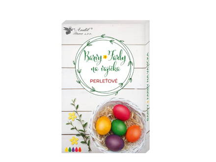 Farby na vajíčka gelové 7744 perleťové, 5 ks, rukavice