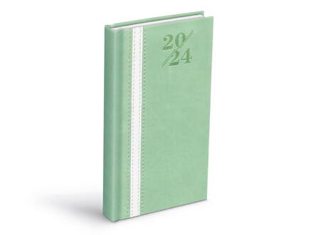 Diár 2024 D802 PU mint/white 90x170mm denný