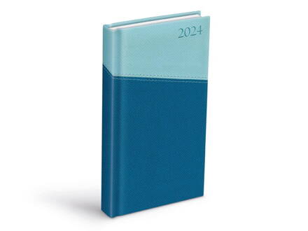 Diár 2024 D802 PU blue/light blue 90x170mm denný