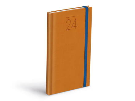 Diár 2024 T806 PU with rubber mustard 90x170mm týždenný