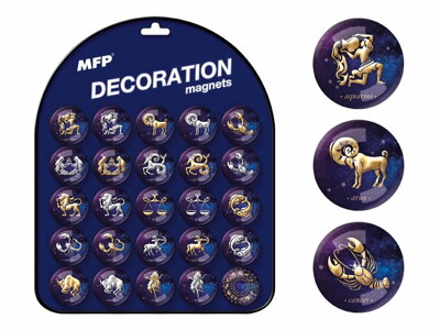 Magnet dekoračný guľatý 3,5cm mix 5 - horoskopy