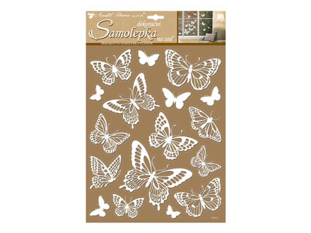 Samolepicí dekorácia 10227 bílí motýli s glitrami 41x28 cm