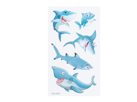 Tetovacie nálepky 16032 veselé žraloky 10,5x6cm
