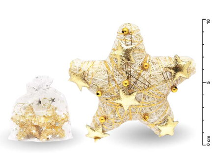 Hviezda 8cm, zlatá, 2ks/bal., 09-312B