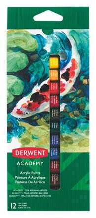 Farby akrylové 12ml x 12ks DERWENT Academy