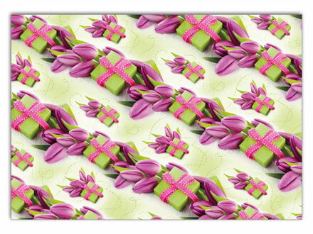 Baliaci papier K246 100x70 LUX,fialové tulipány