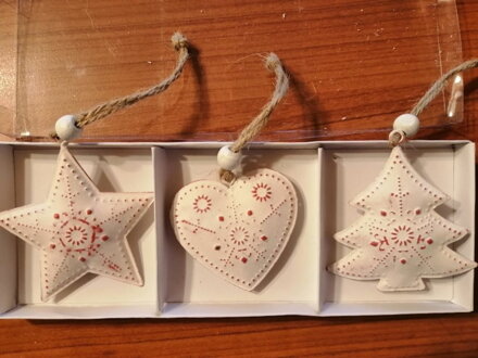 Set ozdoby 3ks plech 7cm - mix