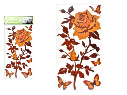 Samolepiaca dekorácia 1346 ruža s imitací drevá, 69x32 cm