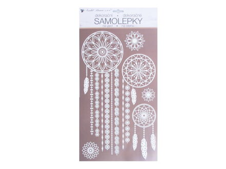 Samolepiaca dekorácia 10486 biely lapač snov s glitrami 24 x 47 cm
