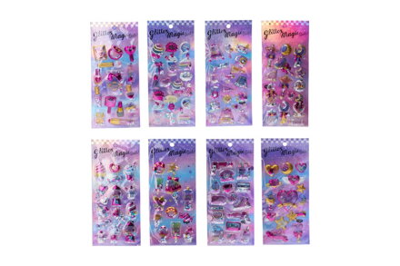 Samolepky W016592 22x9,5 cm s glitrom MIX