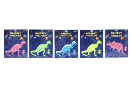 Samolepky W026525 25,5x31 cm svietiaci v tme Dinosauri