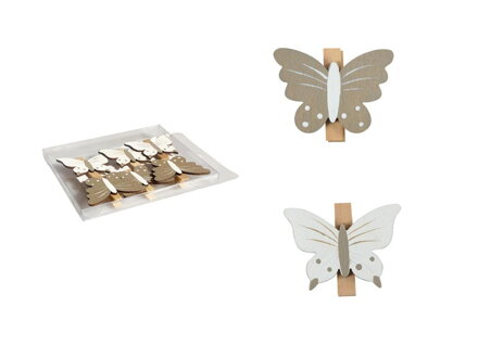 Štipce motýli 6ks/3,5cm drevo