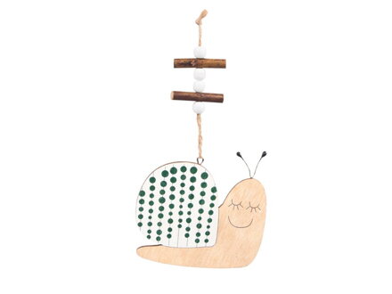 Záves drevo slimák 10cm natur zatvorené oči