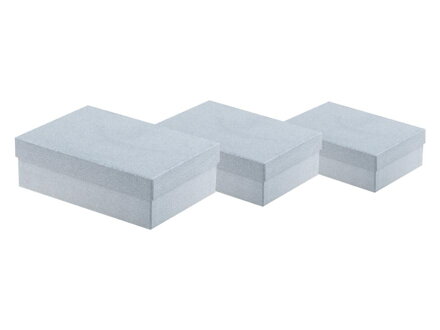 Krabica set 3ks glitr stříbrná