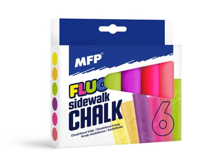 Kriedy M chodníkové fluo guľaté 6ks mix farieb - škatuľka