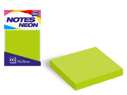 Bloček samolepiaca 75x75mm 100 listov zelený neón