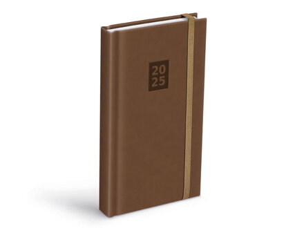 Diár 2025 D802 PU s gumkou beige 90x170mm denný