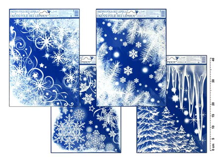 Fólia 339 rožnica zamrzlá s dúhovými glitry cencúle,les,konáre 42x30cm