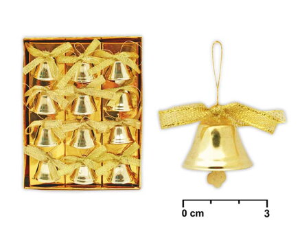 Zvončeky zlaté 12ks 2,5cm AY10- B002 GO
