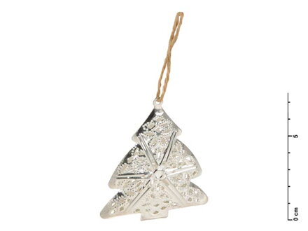 Stromček kov 3D strieborný 7cm - záves