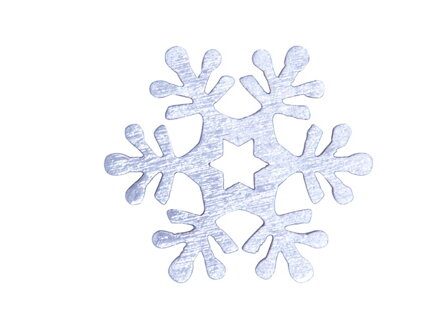 Dekorácia vločky 12ks strieborné drevo 4cm