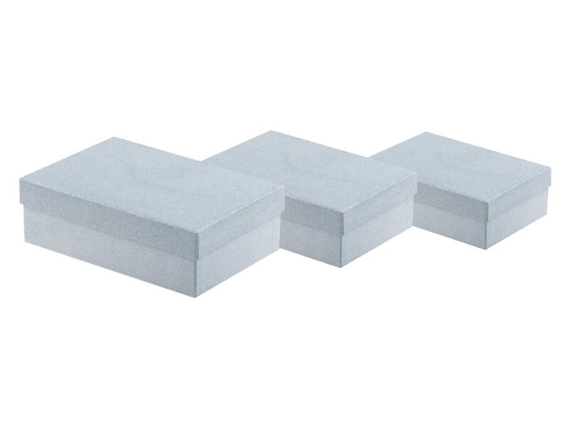 Krabica set 3ks glitr stříbrná