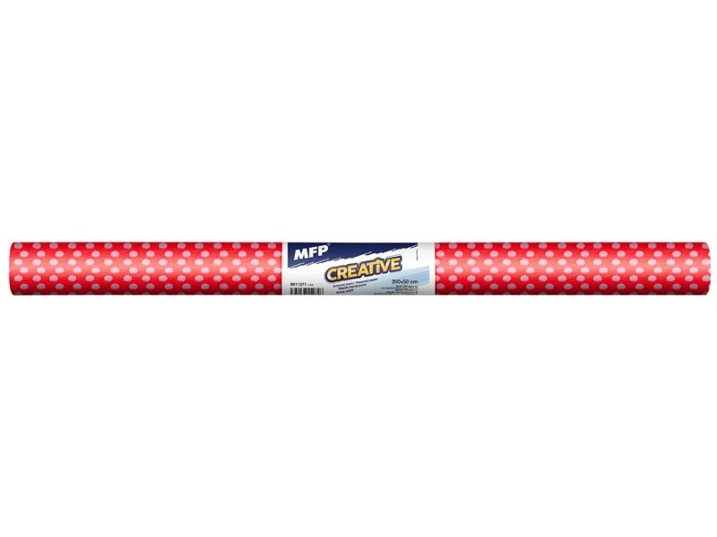 Krepový papier roľa 50x200cm červěný biele puntíky