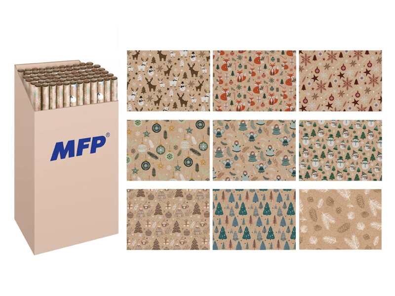 Baliaci papier vianočný rolky KRAFT 2x100x70 MIX