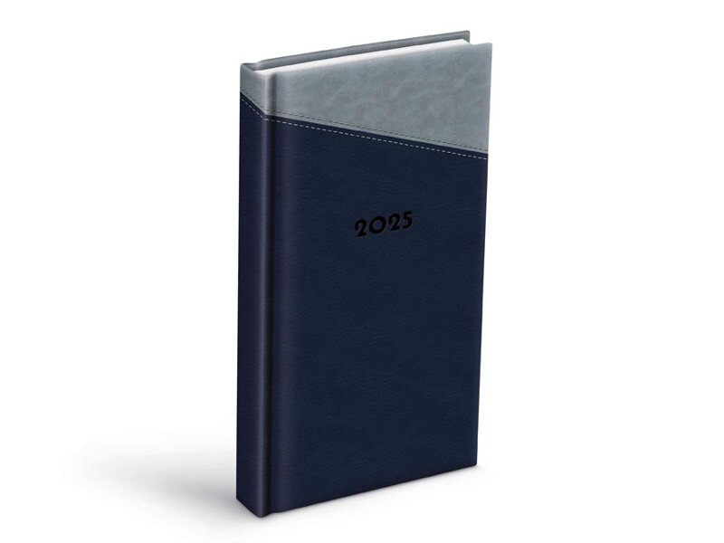 Diár 2025 D802 PU grayblue 90x170mm denný