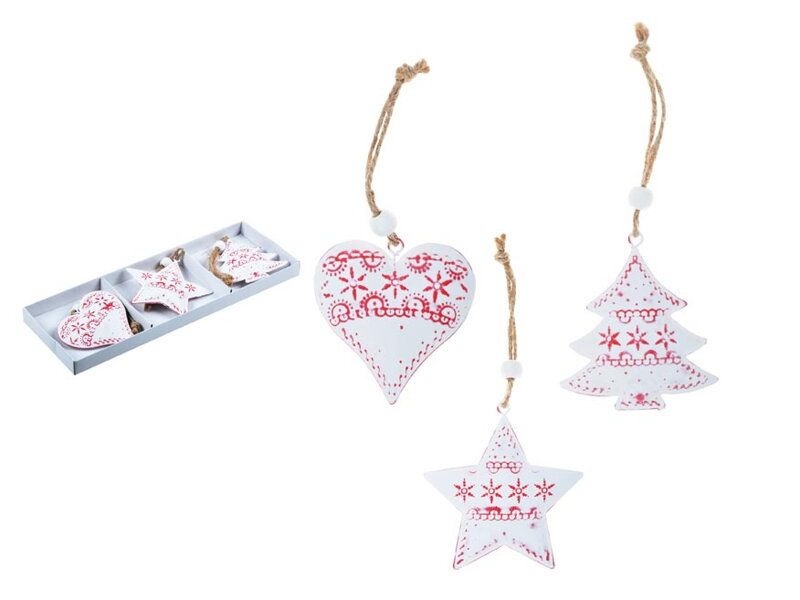 Set ozdoby 3ks plech 7cm - mix