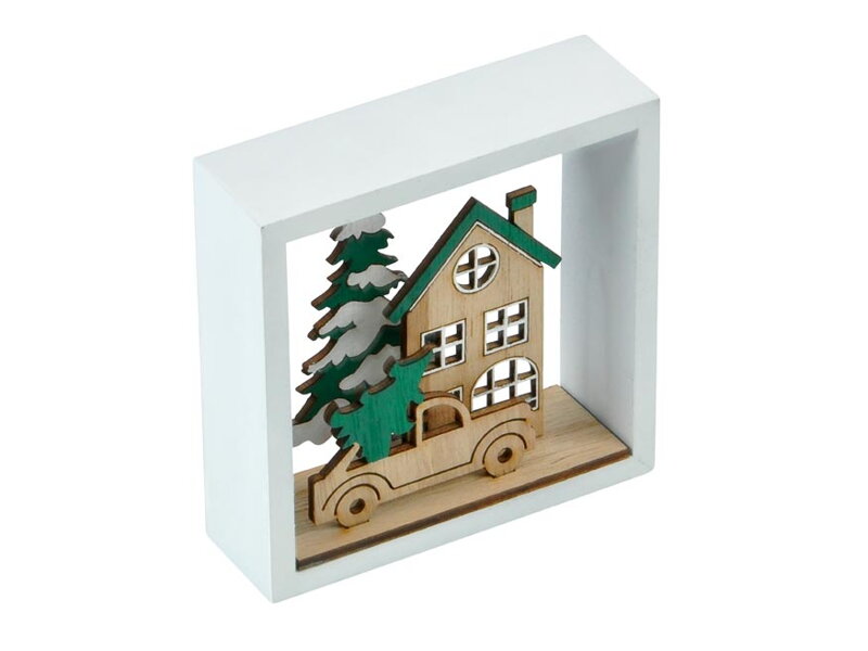 Domček 3D drevo 9,5x9,5x3,5cm