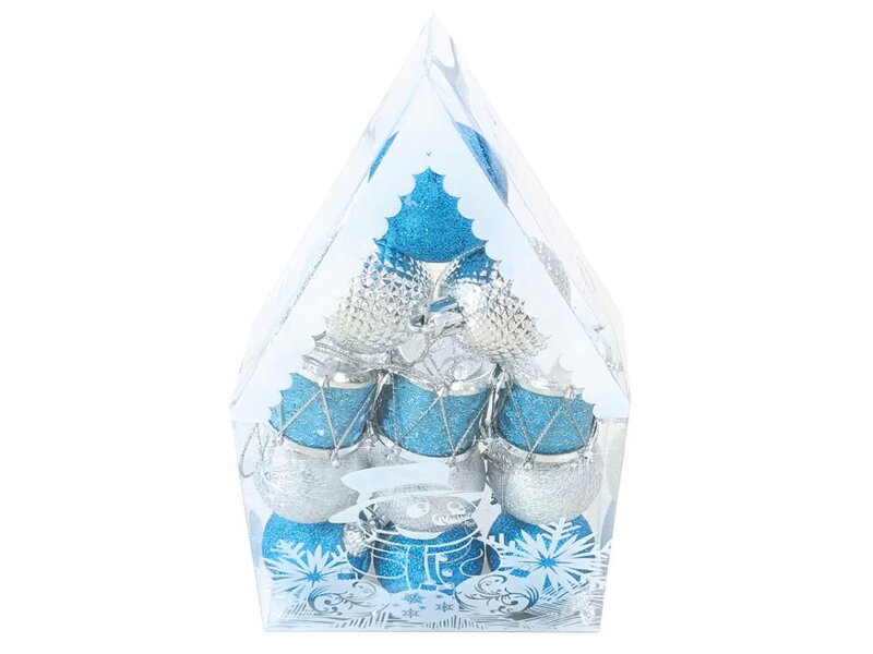 Gule vianočné set 4cm/12ks modré+strieborné
