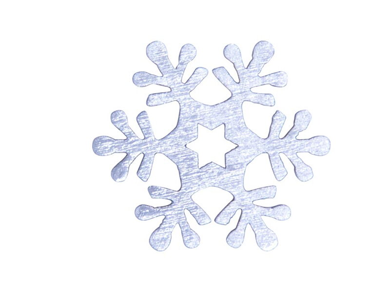 Dekorácia vločky 12ks strieborné drevo 4cm