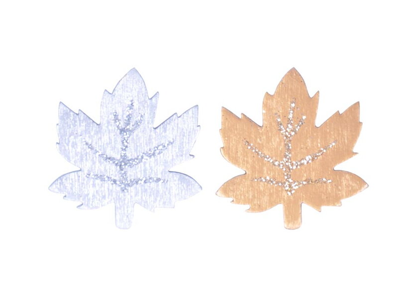 Dekorácia javor 12ks zlatý a strieborný 4cm mix